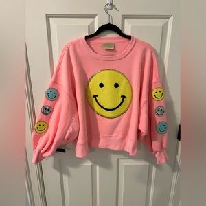 Judith March pink smiley face sweatshirt